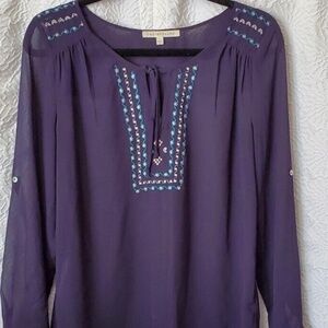 Daniel Rainn Women’s Sheer Long Sleeve Blouse